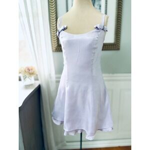 Vintage Y2K Babydoll Rhinestone Bow Satin Mini Lavender 9/10